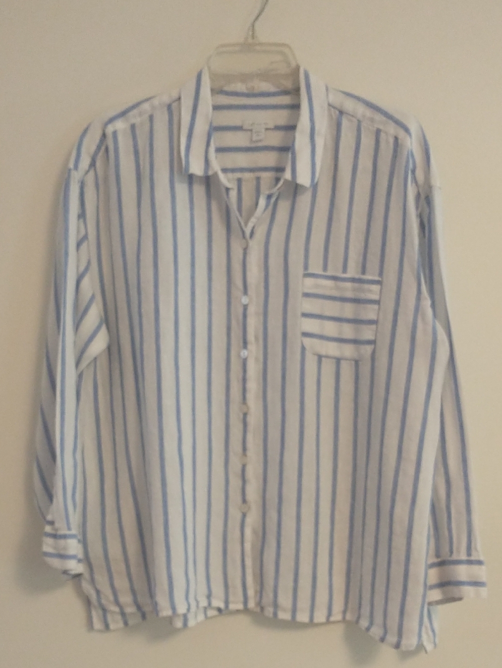J Jill Love Linen Drop Shoulder Striped Shirt Xlarge Petite